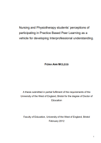 Image of Nursing and Physiotherapy students’ perceptions of participating in Practice Based Peer Learning as a vehicle for developing Interprofessional understanding