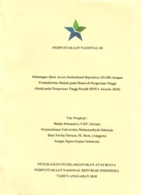 Image of Hubungan Open Access Institutional Repository (OAIR) dengan Produktivitas Ilmiah pada Dosen di Perguruan Tinggi (Studi pada Perguruan Tinggi Peraih SINTA Award 2018)