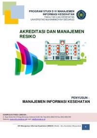 Image of Akreditasi dan Manajemen Resiko (Modul Praktikum: Standart Waktu Pelayanan Rekam Medis Informasi Kesehatan, Numerator dan Denominator)