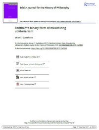 Image of Bentham’s Binary Form of Maximizing Utilitarianism (British Journal for the History of Philosophy, 2017)