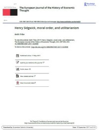 Image of Henry Sidgwick, Moral Order, and Utilitarianism (The European Journal of the History of Economic Thought, 2017)