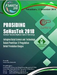 Image of PROSIDING SEMINAR NASIONAL APLIKASI SAINS DAN TEKNOLOGI (SENASTEK) 2018: Integrasi Halal Science and Technology Dalam Penelitian dan Pengabdian untuk Peradaban Bangsa (Pekanbaru 12 Desember 2018)
